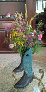 Cowboy boot filled with flowers
