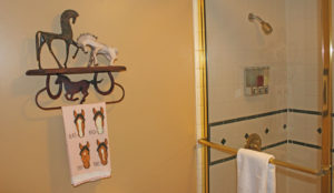 Horse-themed bathroom at Kentucky bed and breakast