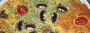 Quiche garnished with mushroomsCincinnati bed and breakfast,