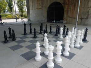 Giant chess set at Cincinnati, parks, First Farm Inn